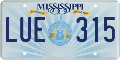 MS license plate LUE315