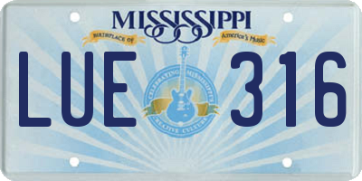 MS license plate LUE316