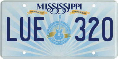 MS license plate LUE320