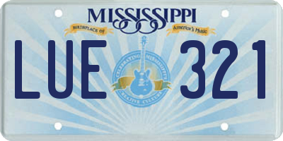 MS license plate LUE321