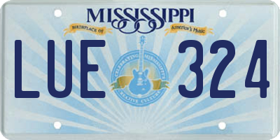 MS license plate LUE324