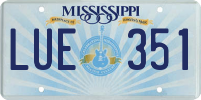 MS license plate LUE351