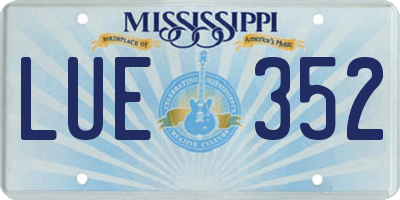 MS license plate LUE352