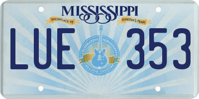 MS license plate LUE353