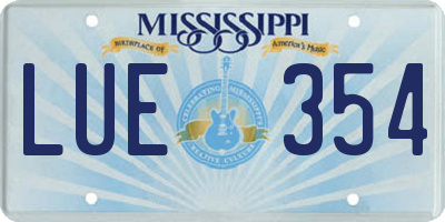 MS license plate LUE354