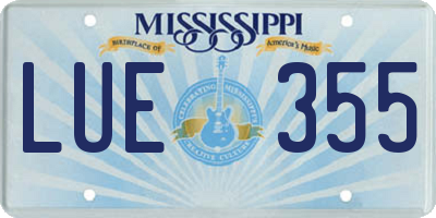 MS license plate LUE355