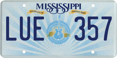 MS license plate LUE357