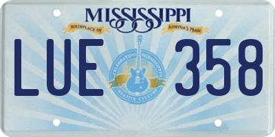 MS license plate LUE358