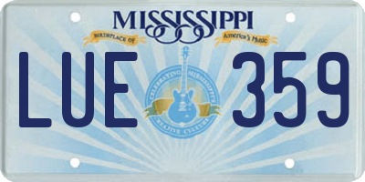 MS license plate LUE359