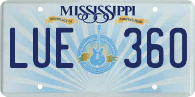 MS license plate LUE360