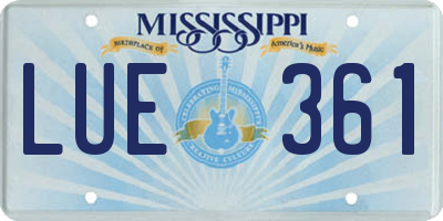 MS license plate LUE361