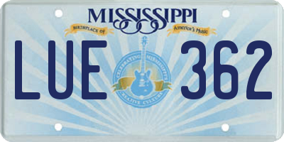MS license plate LUE362