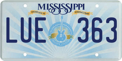 MS license plate LUE363
