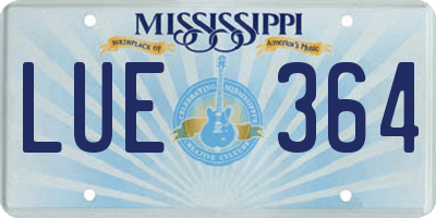 MS license plate LUE364