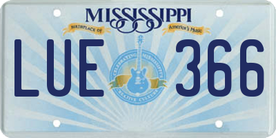 MS license plate LUE366