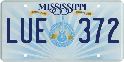 MS license plate LUE372
