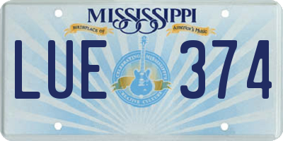 MS license plate LUE374