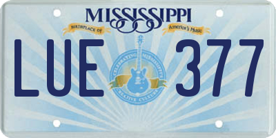 MS license plate LUE377