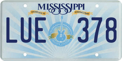 MS license plate LUE378