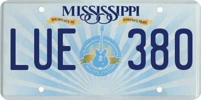 MS license plate LUE380