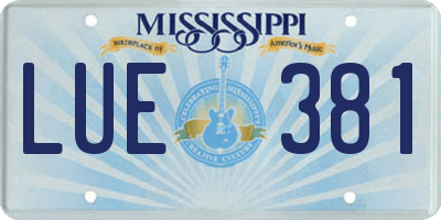 MS license plate LUE381