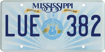 MS license plate LUE382