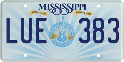 MS license plate LUE383