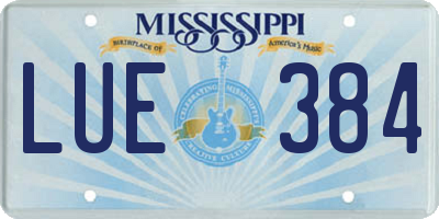 MS license plate LUE384