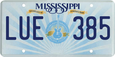 MS license plate LUE385