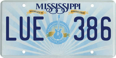 MS license plate LUE386