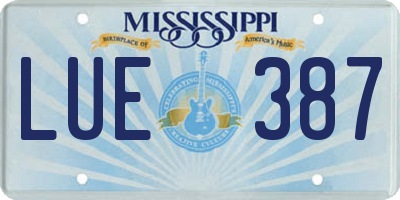 MS license plate LUE387