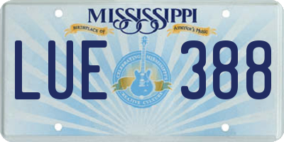 MS license plate LUE388