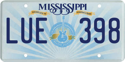 MS license plate LUE398
