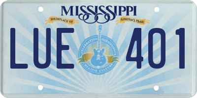MS license plate LUE401