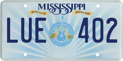 MS license plate LUE402