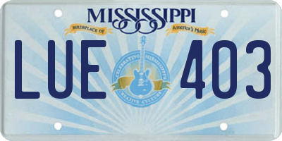 MS license plate LUE403
