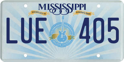 MS license plate LUE405
