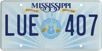 MS license plate LUE407
