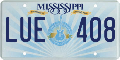 MS license plate LUE408