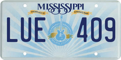 MS license plate LUE409
