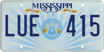 MS license plate LUE415