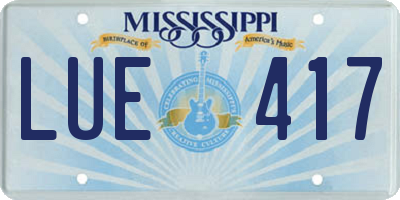 MS license plate LUE417