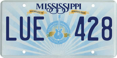 MS license plate LUE428