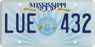 MS license plate LUE432