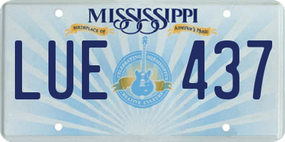 MS license plate LUE437