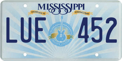 MS license plate LUE452