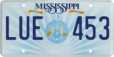 MS license plate LUE453