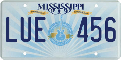 MS license plate LUE456