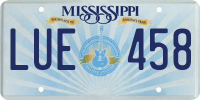 MS license plate LUE458