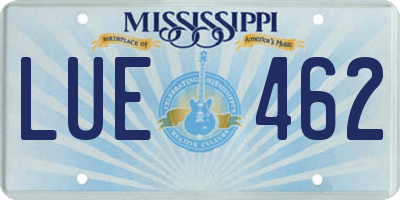 MS license plate LUE462
